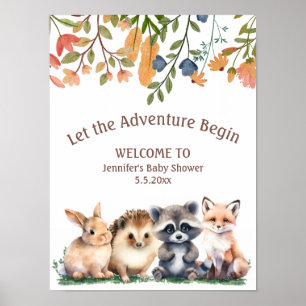 Póster deje que comience la aventura animales bienvenida