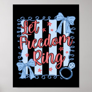 Póster Deje que la libertad suene Novia americana retro 4