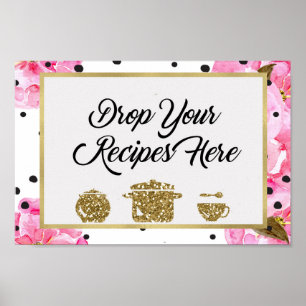 Póster Deje sus recetas aquí Rótulo de ducha de novia