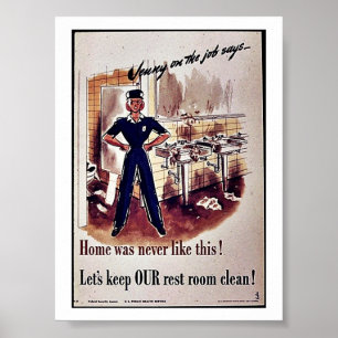 Póster ¡Dejemos el resto de nuestra habitación limpia!