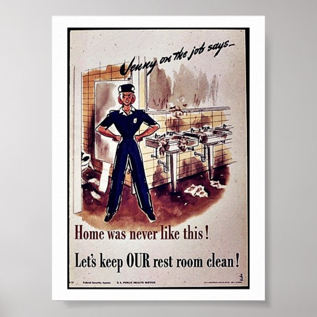 Póster ¡Dejemos el resto de nuestra habitación limpia! (Frente)