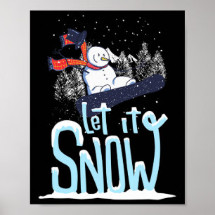 Póster Dejemos que nieva a Snowman Navidades de Snowboard