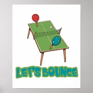 Póster Dejemos rebotar el tenis en la mesa de ping pong