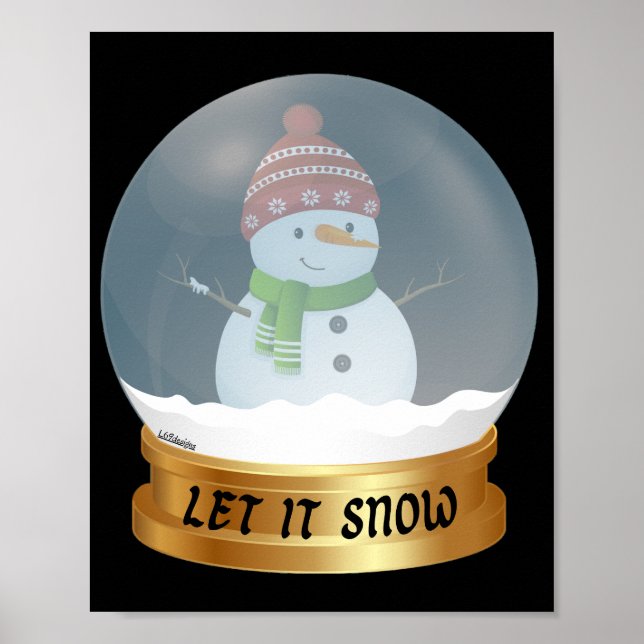 Póster DEJEN QUE NIEVE un muñeco de nieve divertido en el (Frente)