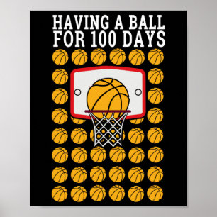 Póster Del 100° Día de la Escuela 100 Ball Sports Basketb