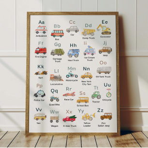 Póster del alfabeto de transporte ABC para decorac