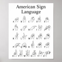 Póster del alfabeto del lenguaje de señas american