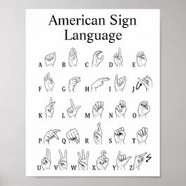 Póster del alfabeto del lenguaje de señas american