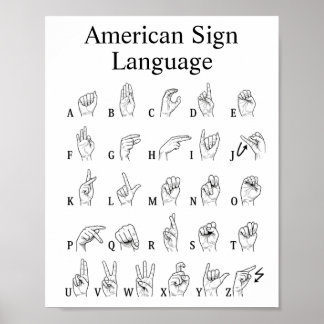 Póster del alfabeto del lenguaje de señas american
