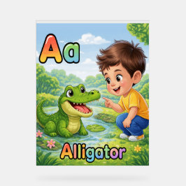 Póster del alfabeto letra A A es para caimán lindo