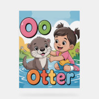 Póster del alfabeto letra O - O es para nutria Lin