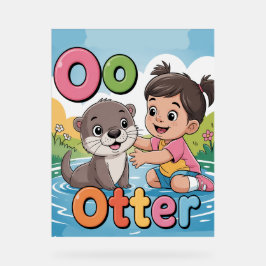 Póster del alfabeto letra O - O es para nutria Lin