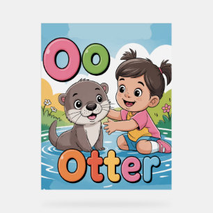 Póster del alfabeto letra O - O es para nutria Lin