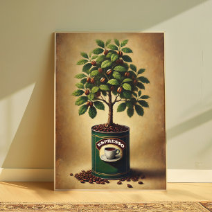 Póster del árbol de granos de café Arte de pared