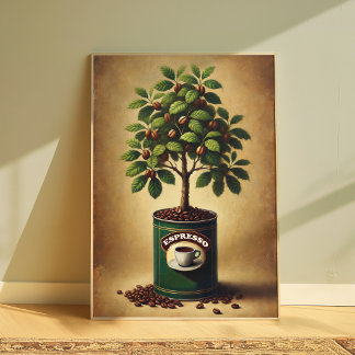 Póster del árbol de granos de café | Arte de pared
