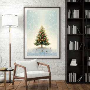 Póster del árbol de Navidad con luces centelleante