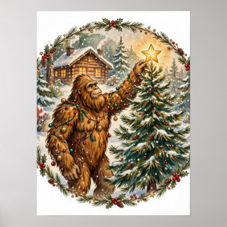 Póster del árbol de Navidad de Bigfoot