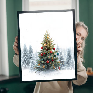 Póster del Árbol de Navidad del Bosque Mágico