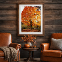 Póster del árbol de otoño, arce en otoño