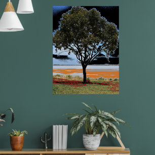 Póster del árbol solitario del lago Beeac