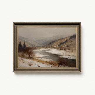 Póster del arroyo del valle invernal de Barbizon