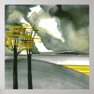 Poster del arte abstracto de la isla/impresión