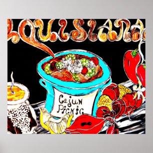 POSTER DEL ARTE DE LA COMIDA CAMPESTRE DE CAJUN