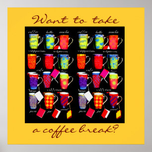 Poster del arte de la taza del argot del café