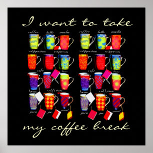 Poster del arte de la taza del argot del café