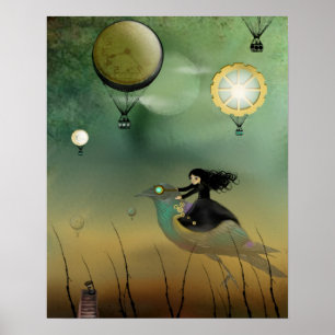 Poster del arte de Steampunk - vuelo de Steampunk