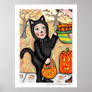 Poster del arte del gato del traje del truco o de