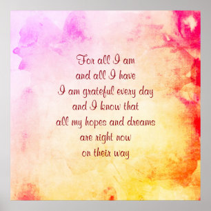 Poster del arte del poema de la "gratitud y de la