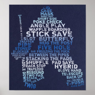 Poster del arte del texto del portero del hockey