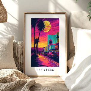 Póster del atardecer de neón de Las Vegas