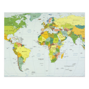 Póster del Atlas del Mapa Mundial Político: Decora