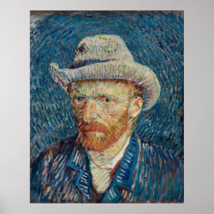 Póster del Autorretrato de Van Gogh con sombrero d