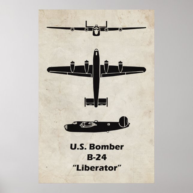 Póster del avión B-24 Liberator para decoración de (Frente)