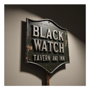 Póster del Black Watch Inn con letrero angustiado