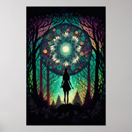 Póster del bosque mandala psicodélico | Trippy 1