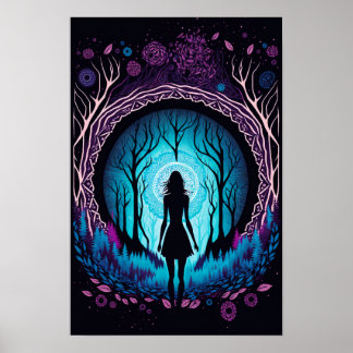 Póster del bosque mandala psicodélico | Trippy 2