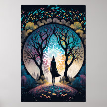 Póster del bosque mandala psicodélico | Trippy 3