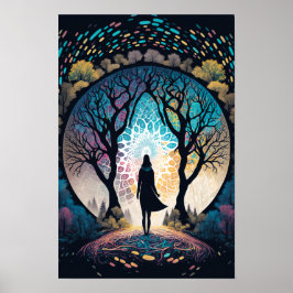 Póster del bosque mandala psicodélico | Trippy 3