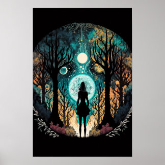 Póster del bosque mandala psicodélico | Trippy 5