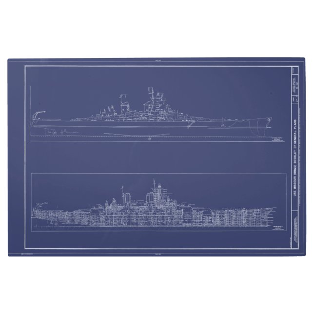 Poster del buque de guerra USS Missouri Blueprints (Anverso)