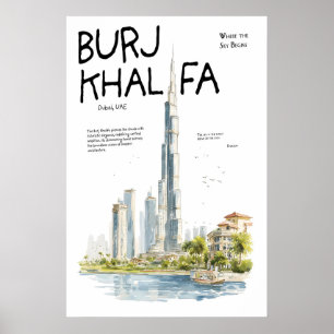 Póster del Burj Khalifa Dubai Emiratos Árabes Uni