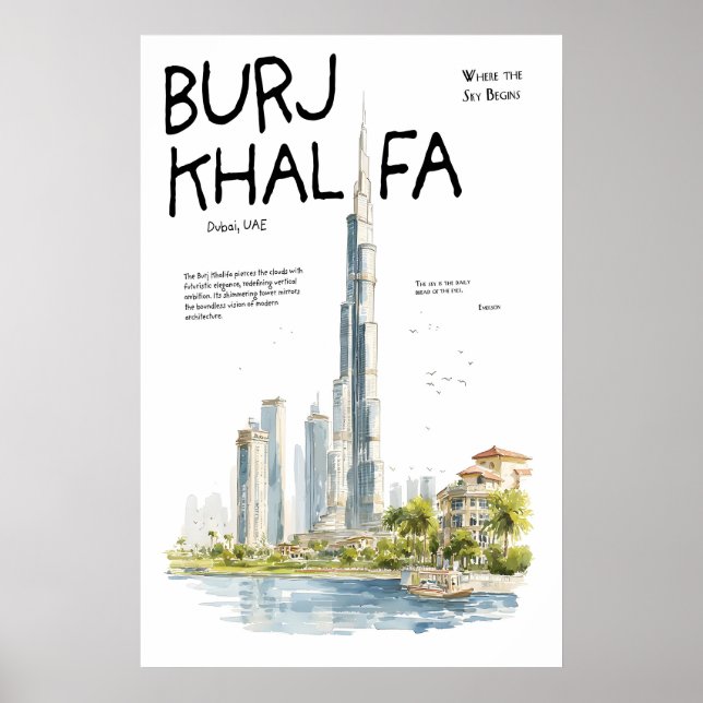Póster del Burj Khalifa  Dubai Emiratos Árabes Uni (Frente)