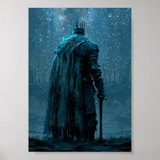 Póster del Caballero de la capa roja de fantasía o