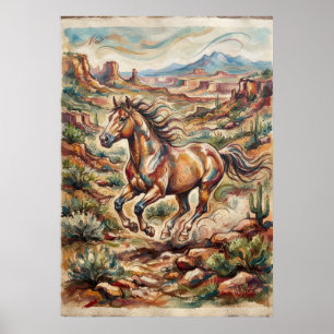 Póster del caballo del desierto del suroeste