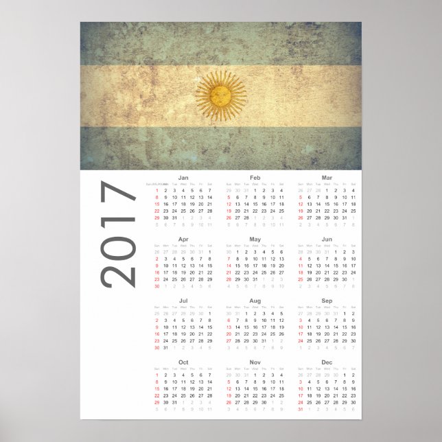 Póster del calendario 2017 de la bandera argentina (Frente)
