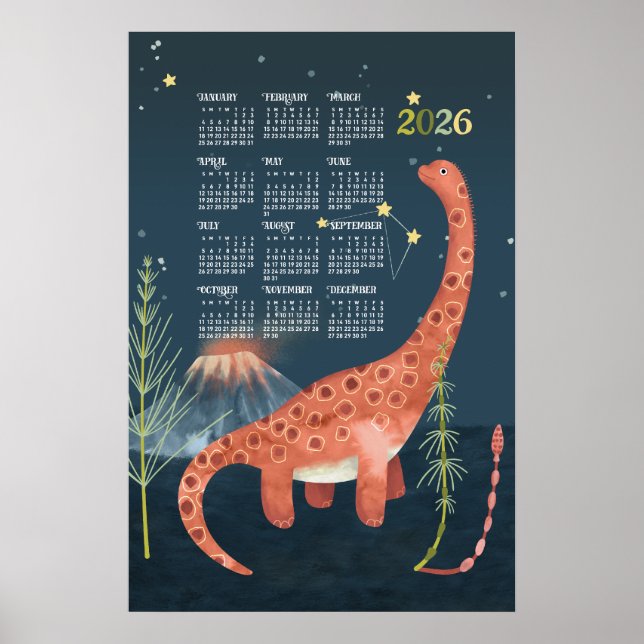 Póster del calendario 2026 Brachiosaurus (Frente)